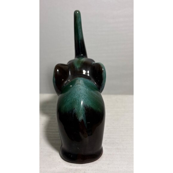 Blue Mountain Pottery Elephant Figure Green & Black Glaze 4.75" Tall Canada MCM - Picture 3 of 8